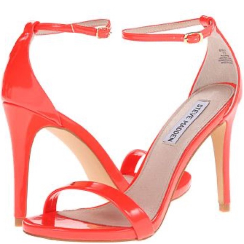 Steve Madden Stecy Patent Leather Neon Orange Heels 7.5